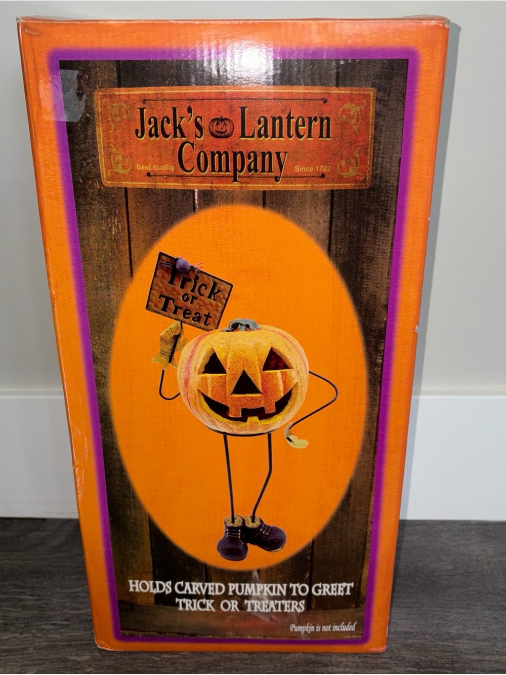 Carved Pumpkin Metal Stand Jack’s Lantern Company VTG 2005 27.625” Halloween